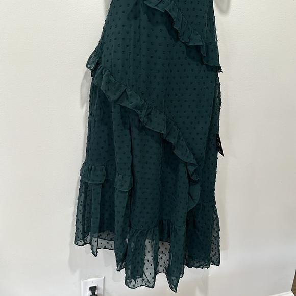 Lulus green dot ruffled midi dress - Picture 3 of 6